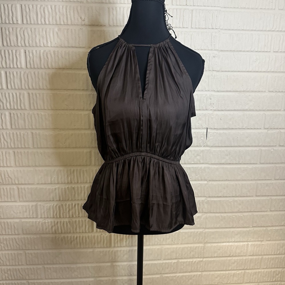 NWT Old Navy Brown Polyester Tank Top Blouse Sz M Cutout Flare Summer‎ Formal